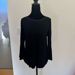 White House Black Market Black Blouse with Silver Trim